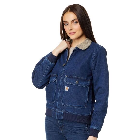 Carhartt Blue Jean Jacket with Sherpa Collar - Picture 1 of 4